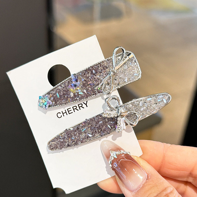 韩系新款紫色水钻蝴蝶结鸭嘴夹精致侧边刘海夹轻奢前额碎发夹头饰,饰品/流行首饰/时尚饰品新,民族风发饰,淘宝优惠券,粉丝福利购,淘宝优惠卷