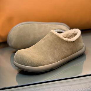 套脚羊毛雪地靴潮流低帮 乐福鞋 真皮羊皮毛一体勃肯鞋 男2025冬新款