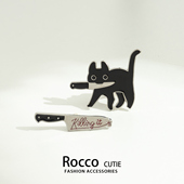 黑客小刀猫咪胸针男女2025年新款 卡通日系情侣徽章领针包包装 饰品