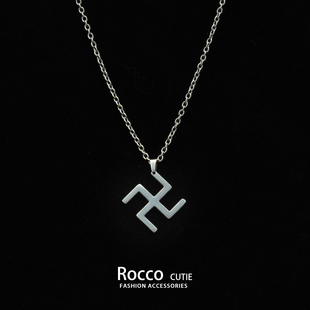 欧美时尚潮流不掉色钛钢吊坠霸气简约万字符潮款嘻哈个性挂坠项链