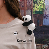成都可爱毛绒熊猫胸针伴手礼卡通玩偶公仔挂件别针包包衣服配饰品