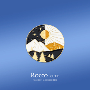 日月同辉胸针可爱日系小众设计感金属徽章胸章别针学生书包装饰品