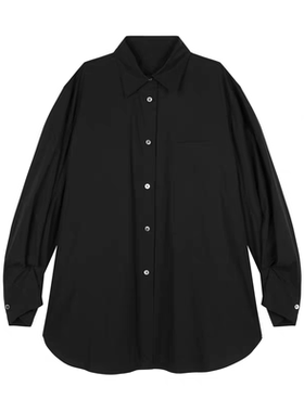 TWOROSES春秋女装衬衫棉质宽松长袖白衬衣挺阔通勤翻领OL风