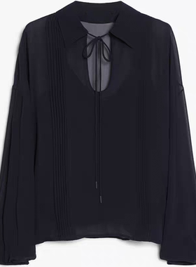 TWOROSES2025女装醋酸双皱宽松衬衫高品质两件套