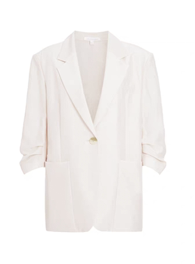 亲肤透气醋酸秋冬新款100%醋酸轻薄高级白色职业通勤西装外套女