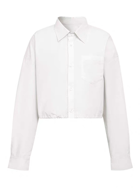 TWOROSES简约纯色衬衫设计感微透长袖短款外套女短外套醋酸外套