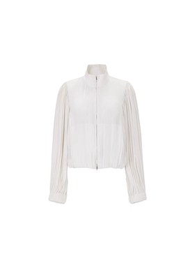 醉春风 醋酸亮软纱薄外套女秋季运动感白色运动感上衣