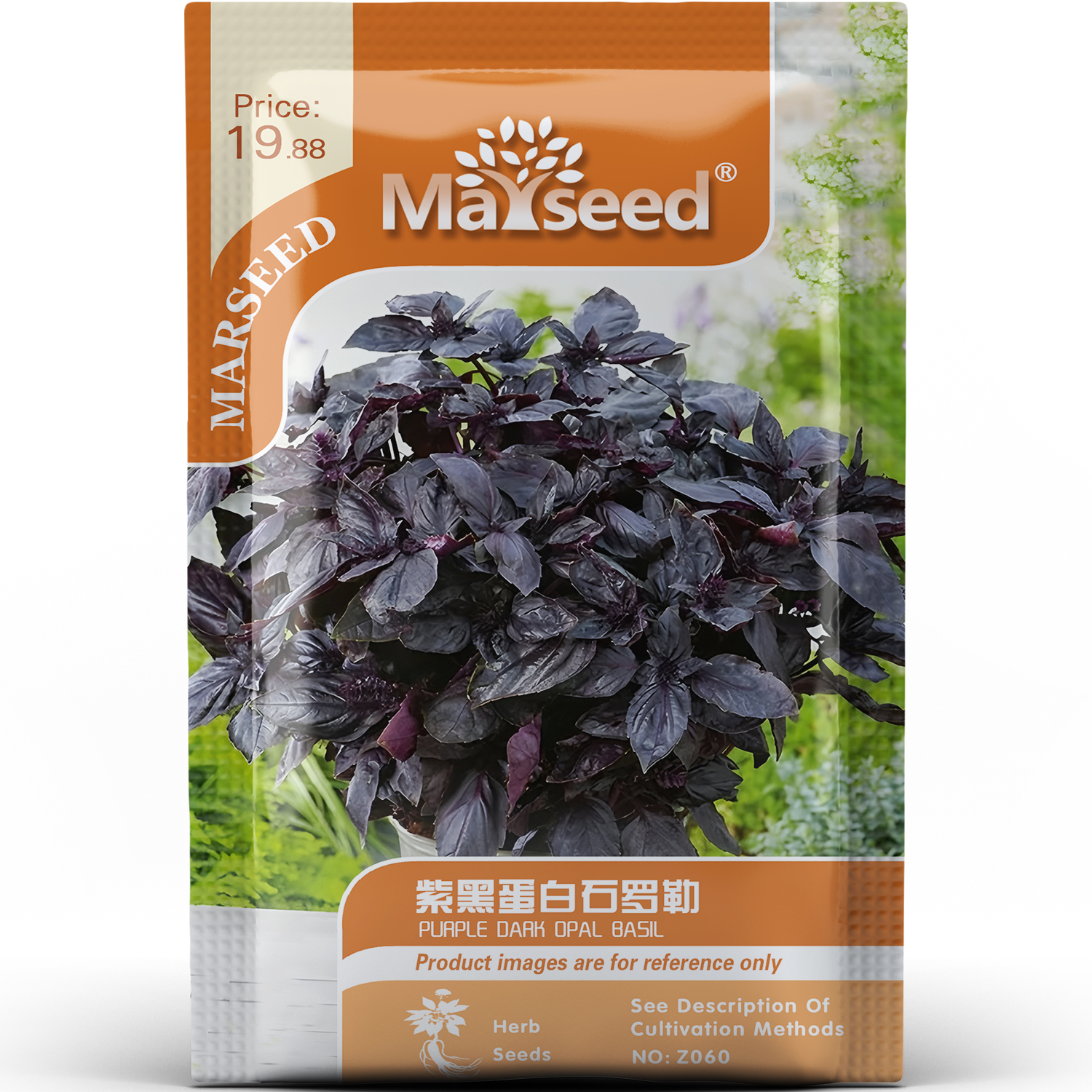 稀有叶片紫黑蛋白石罗勒提香增色高颜值香草家庭园艺种子种苗A167