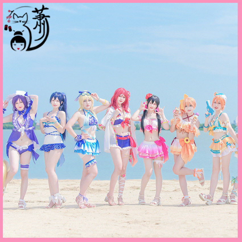 LOVELIVE水着泳衣果海绘花凛姬希妮鸟COSPLAY女打歌衣服