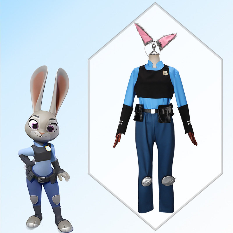 动漫疯狂动物城cos兔子装朱迪兔警长制服成人儿童角色扮演表演服