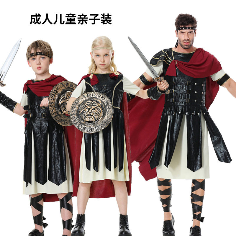 万圣节化妆舞会亲子服装成人男骑士士兵服cos装扮骑士罗马战士