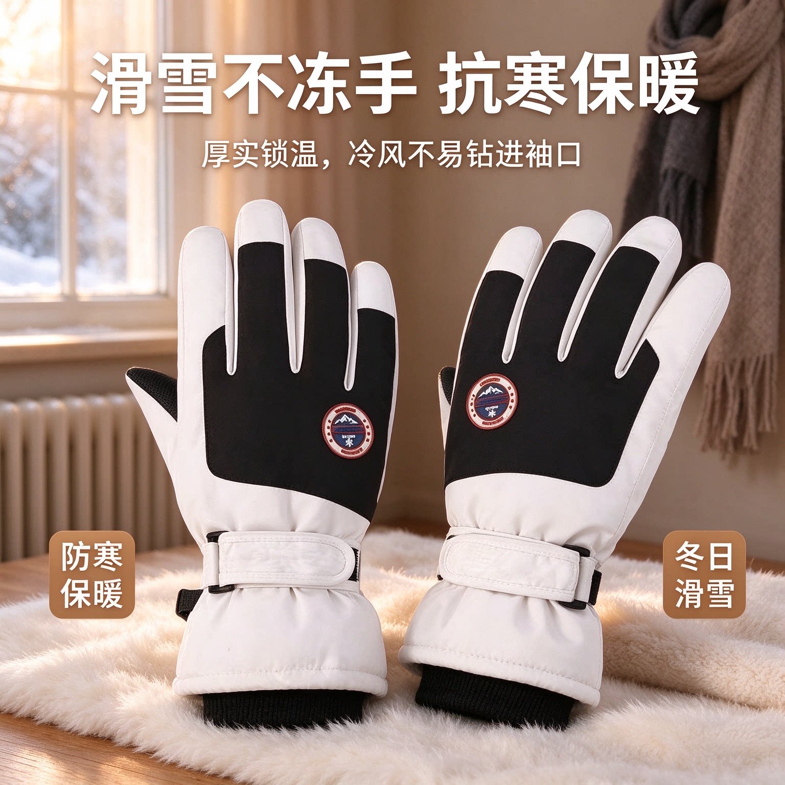 日本加绒防水防滑触屏保暖手套