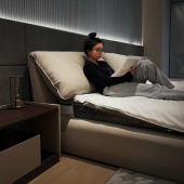 意式 极简baxter大象耳朵真皮床别墅轻奢现代简约双人主卧室大床铺