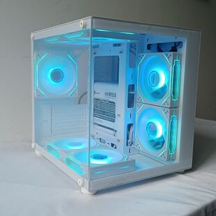 9跨境海景房机箱全景房侧透240水冷迷你网吧电竞MINI机箱棱镜风扇