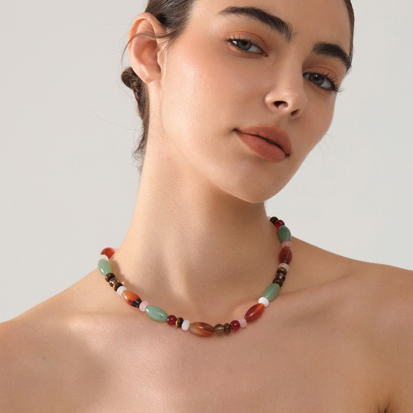 aidencandice天然玛瑙单圈颈链