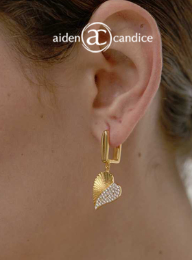 aiden candice爱心偏心金色金属耳环女高级感2023新款复古经典款