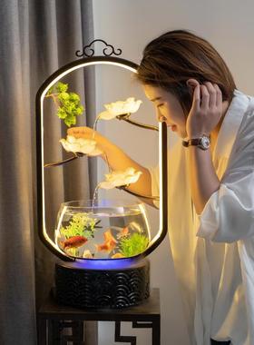 流水摆件客厅落地电视柜旁摆件桌面办公室玄关软装饰品轻奢新中式