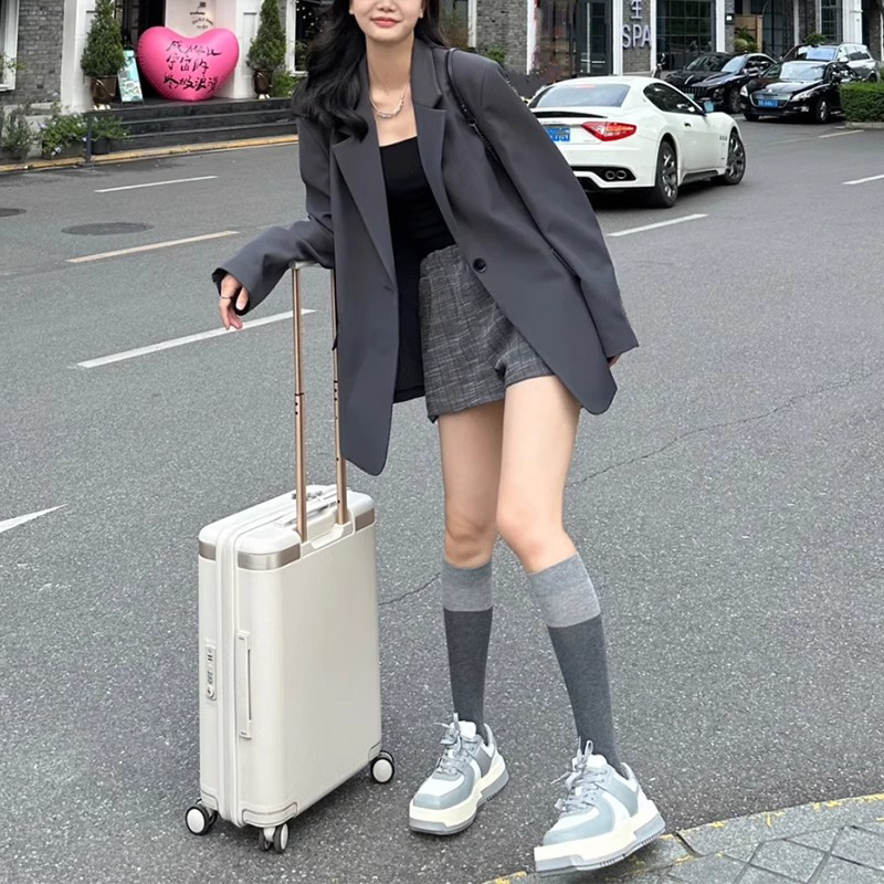 2024春秋新款灰色小西装外套女英伦风休闲百搭小个子chic西服上衣