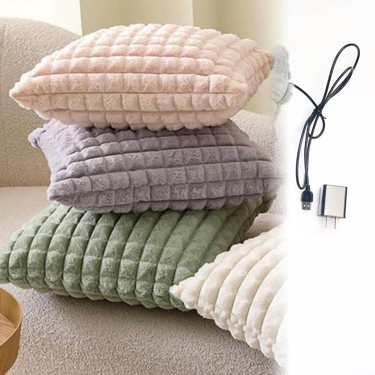 新品USB电热腰靠毛绒靠垫抱枕坐垫办公室保暖用品专业电暖厂家直