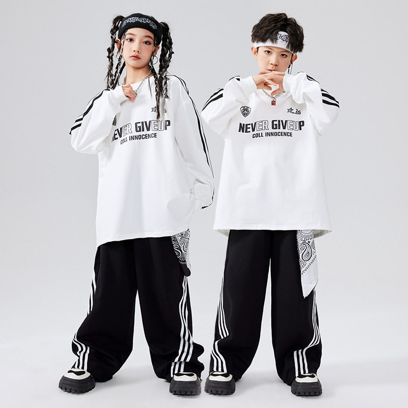 少儿街舞服装男童嘻哈潮服套装宽松女童炸街潮装元旦走秀表演出服