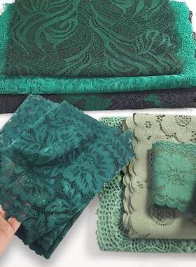 深绿色蕾丝花边辅料领口下摆装饰弹力20cm宽墨绿色裙子加长接边