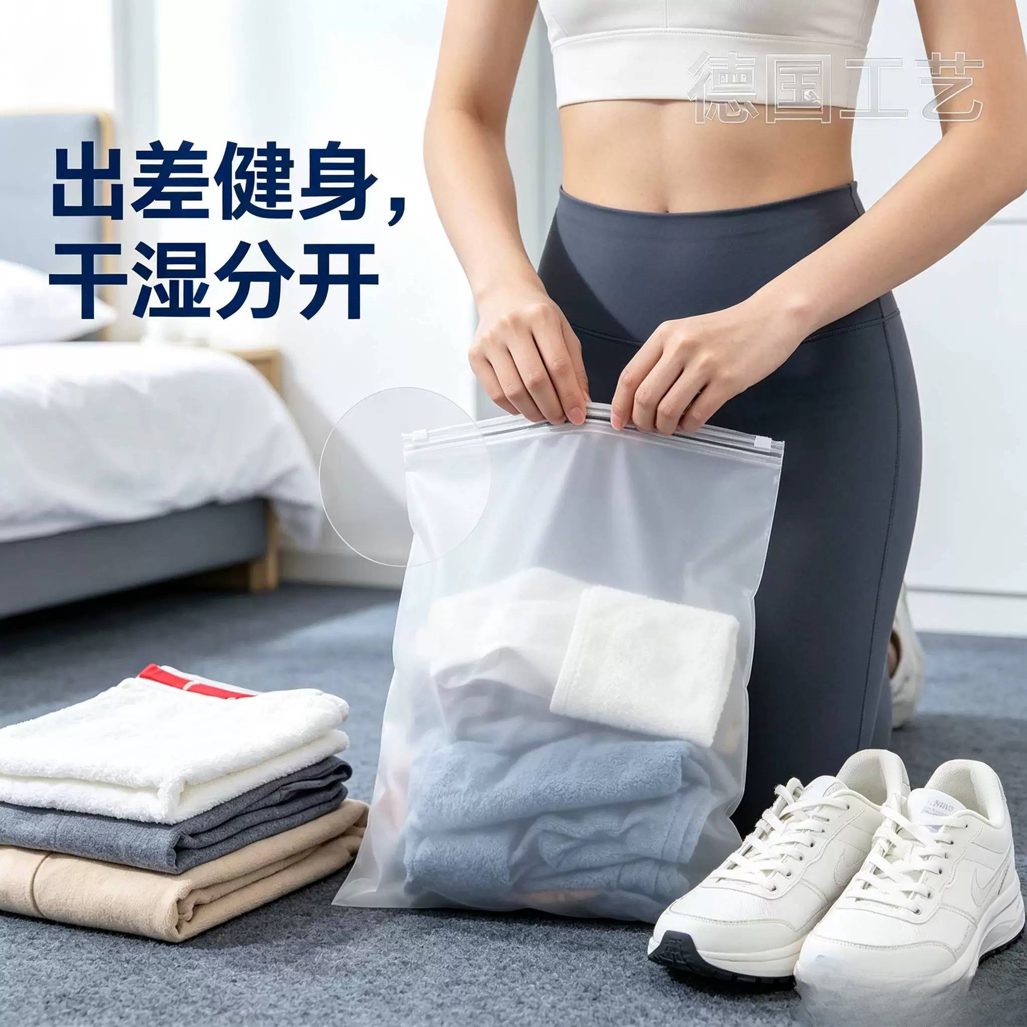 出差密封健身脏湿衣服收纳袋子防水一次性衣袋衣物旅行塑料拉炼式图片