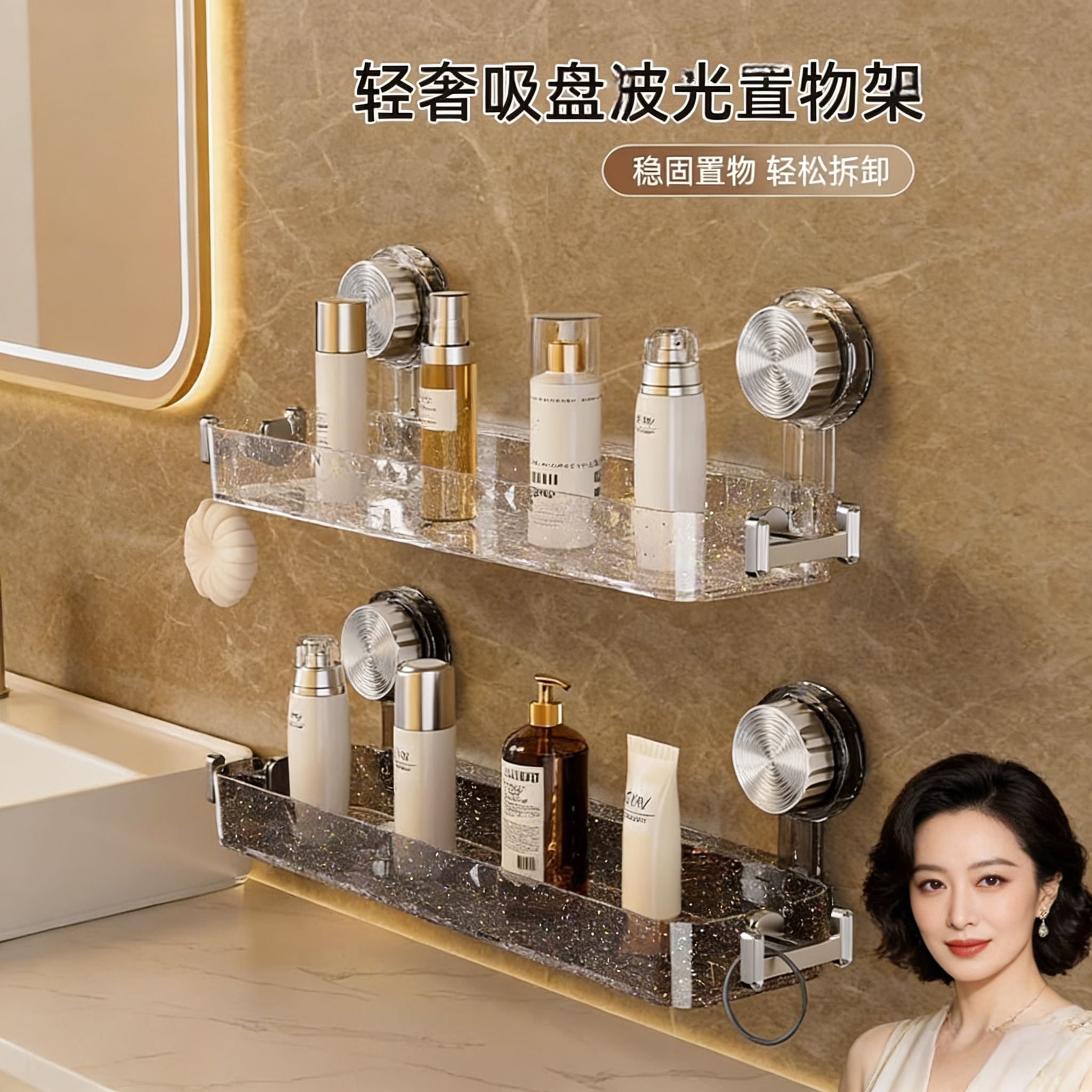 卫生间吸盘式壁挂龙头置物架