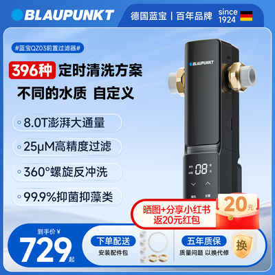 BLAUPUNKT/蓝宝 自来水前置过滤器家用自动反冲洗全铜防爆净水器