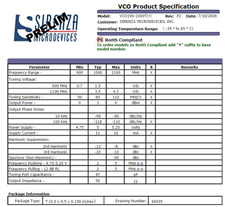 VARIL VCO190-1000T 5V射频VCO压控振荡器 1000MHZ 900-1100MHZ