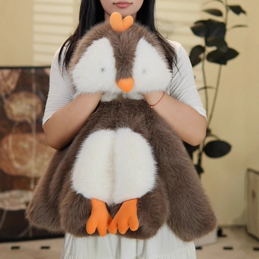 2025冬款可爱萌小企鹅儿童亲子加绒加厚保暖外套毛毛衣男女宝同款