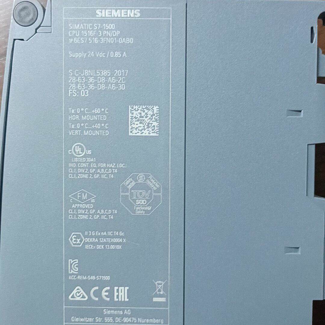 6ES7 516-3FN01-0AB0 PLC模块 CPU 1516F-3 PN/DP议价维修