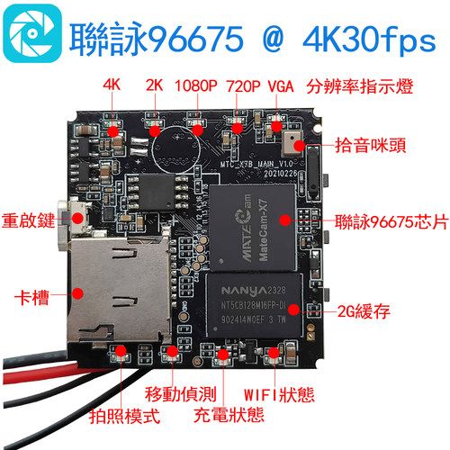 联咏X7工业级4K高清IMX258平角90度镜头模组96675卡录相机