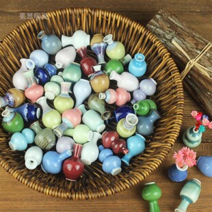 拇指小花瓶窑变冰裂纹迷你花器中式微缩瓷瓶景德镇陶艺茶宠小摆件