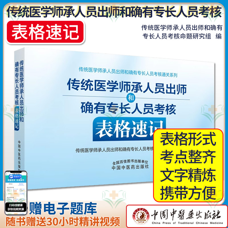 2024传统医学师承人员出师和确有专长人员考核表格速记  中国中医药出版社9787513274265