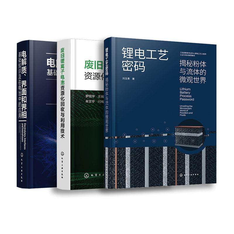 【全3册】锂电工艺密码+废旧锂离子电池+电解质、界面和界相 刘玉青著 化学工业出版社9787122482556