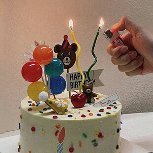 饰摆件网红配件小熊数字生日用蜡烛榴莲diy材料氛围感点缀 蛋糕装