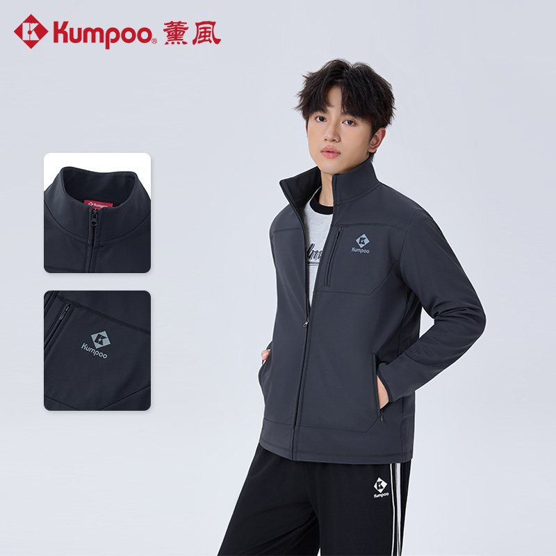 薰风羽毛球服立领软壳衣户外保暖徒步登山运动外套男K251M-5221