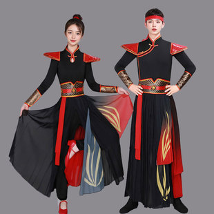 打鼓服侠客风精忠报国演出服男女象王行古装骁舞蹈凌云志扇子服装