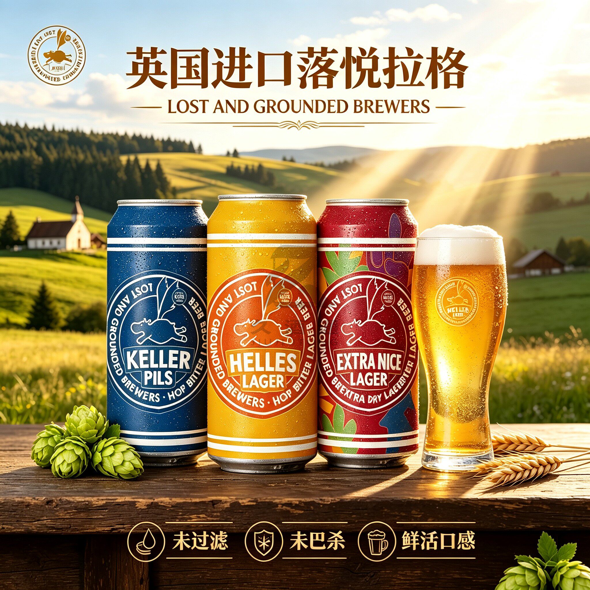 英国进口落悦清亮拉格窖藏拉格皮尔森精酿啤酒440ml