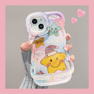 板凳双支架油画星星适用于苹果16promax手机壳华为mate60pro新款 x200全包 pura70创意OPPOReno13高级vivos19