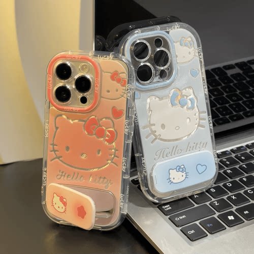 凯蒂猫镜子支架泡芙羽纱手机壳女