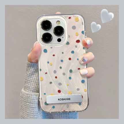 日韩ins彩色波点羽纱适用OPPOReno11手机壳OPPOA97/A96/A93/a11新款防摔reno10/9/8pro支架findx7小众R17全包