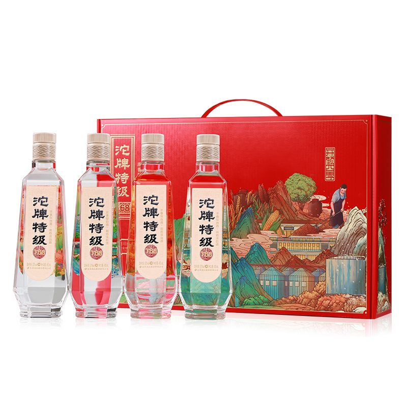 【沱牌官旗】沱牌特级开颜四季4瓶50度480ml礼盒浓香纯粮光瓶白酒