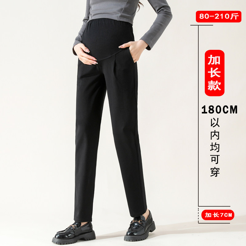 孕妇西装裤夏季薄款外穿加长版高个子大码职业西裤春秋黑色工装裤