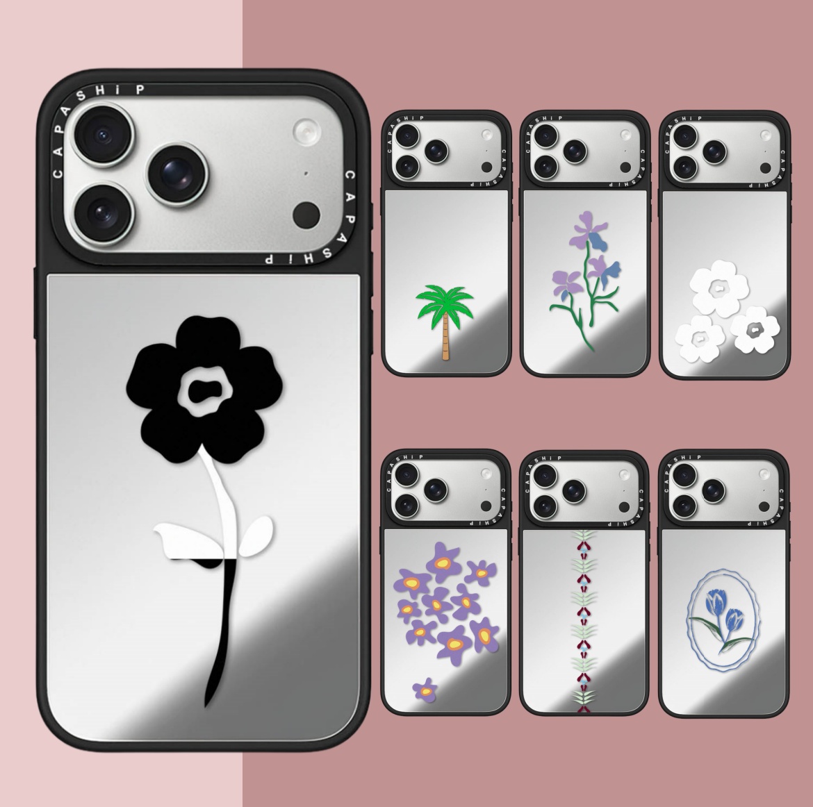 CASE适用苹果15iPhone14plus16镜面13promax17磁吸Magsafe小清新花朵xr手机壳12防摔11新款xs高级感保护套