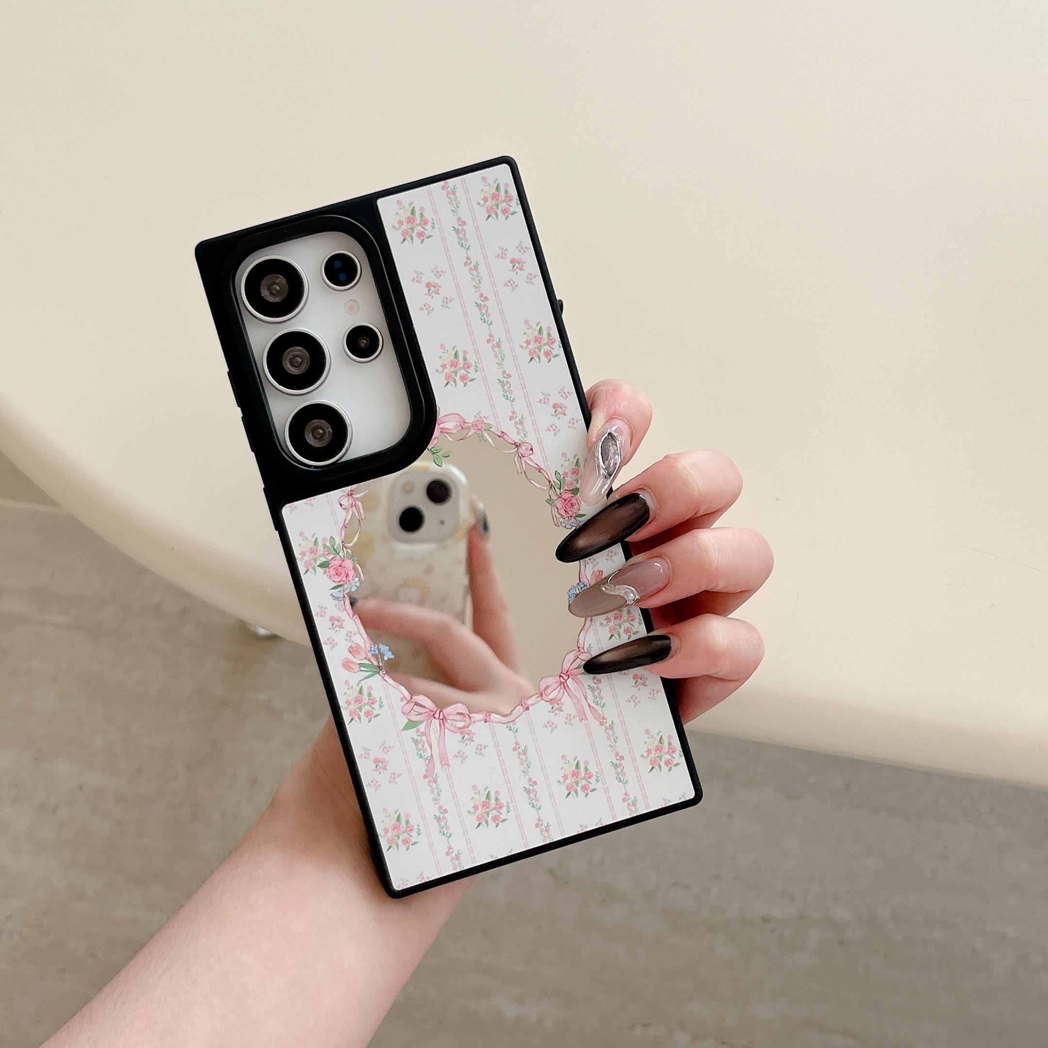 适用苹果15iPhone14plus16镜面13promax三星SamsungS24ultra小熊樱桃S25+23手机壳12防摔新款高级感保护套