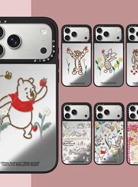 CASE适用苹果15iPhone14plus16镜面13promax17磁吸Magsafe可爱维尼熊手机壳12防摔11新款xs高级感xr保护套