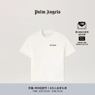 Angels女士白色LOGO刺绣棉质短款 24春夏新品 Palm 圆领T恤