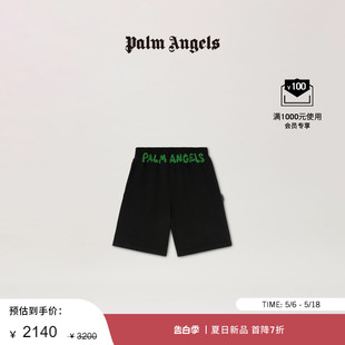 Palm 黑色LOGO印花棉质松紧运动短裤 Angels男士 24春夏新品