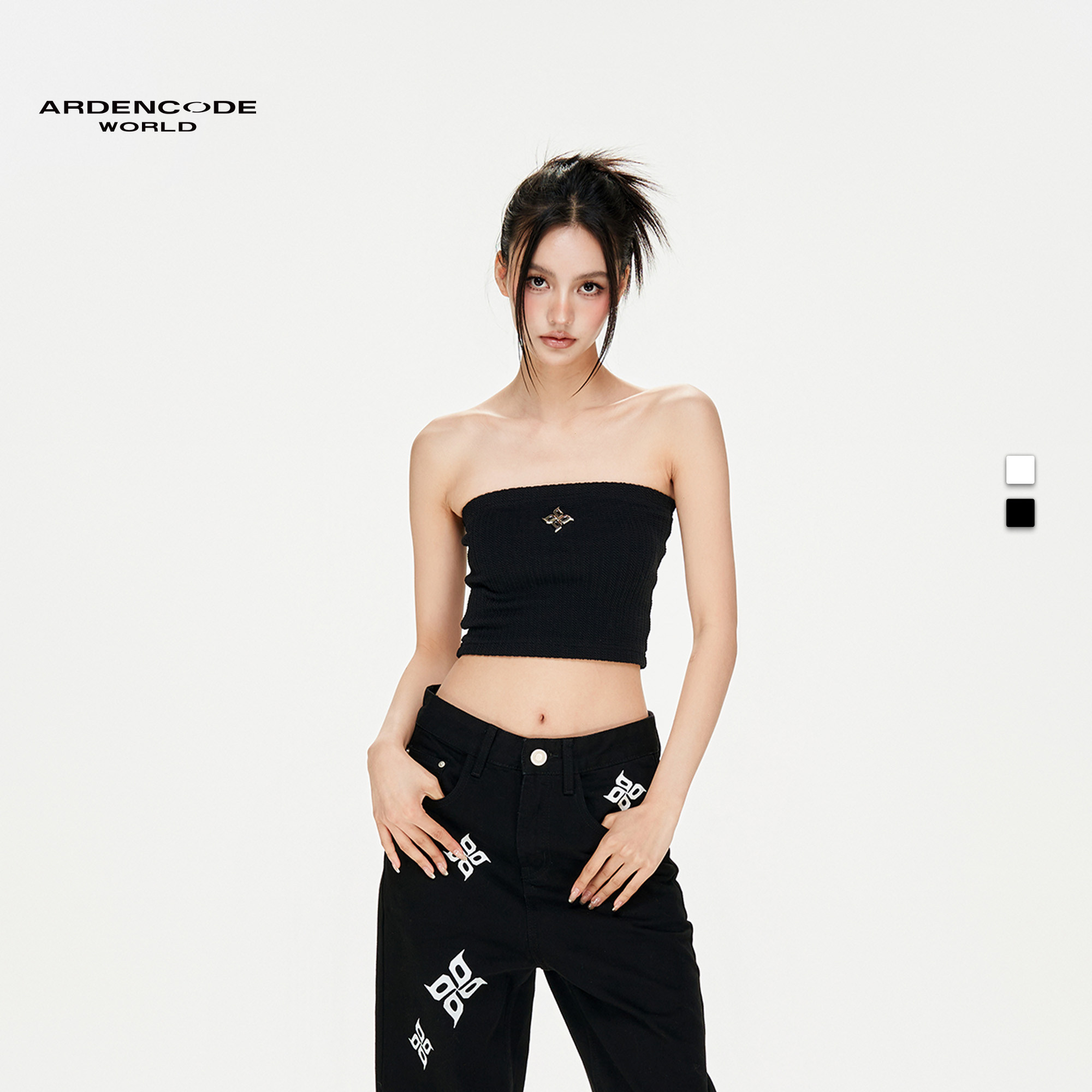 ARDENCODE明星同款女款十字花铁标紧身弹力针织抹胸